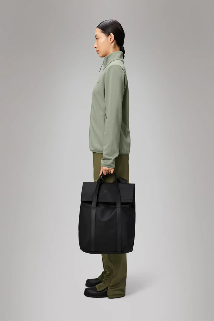 rains black tote backpack Rains