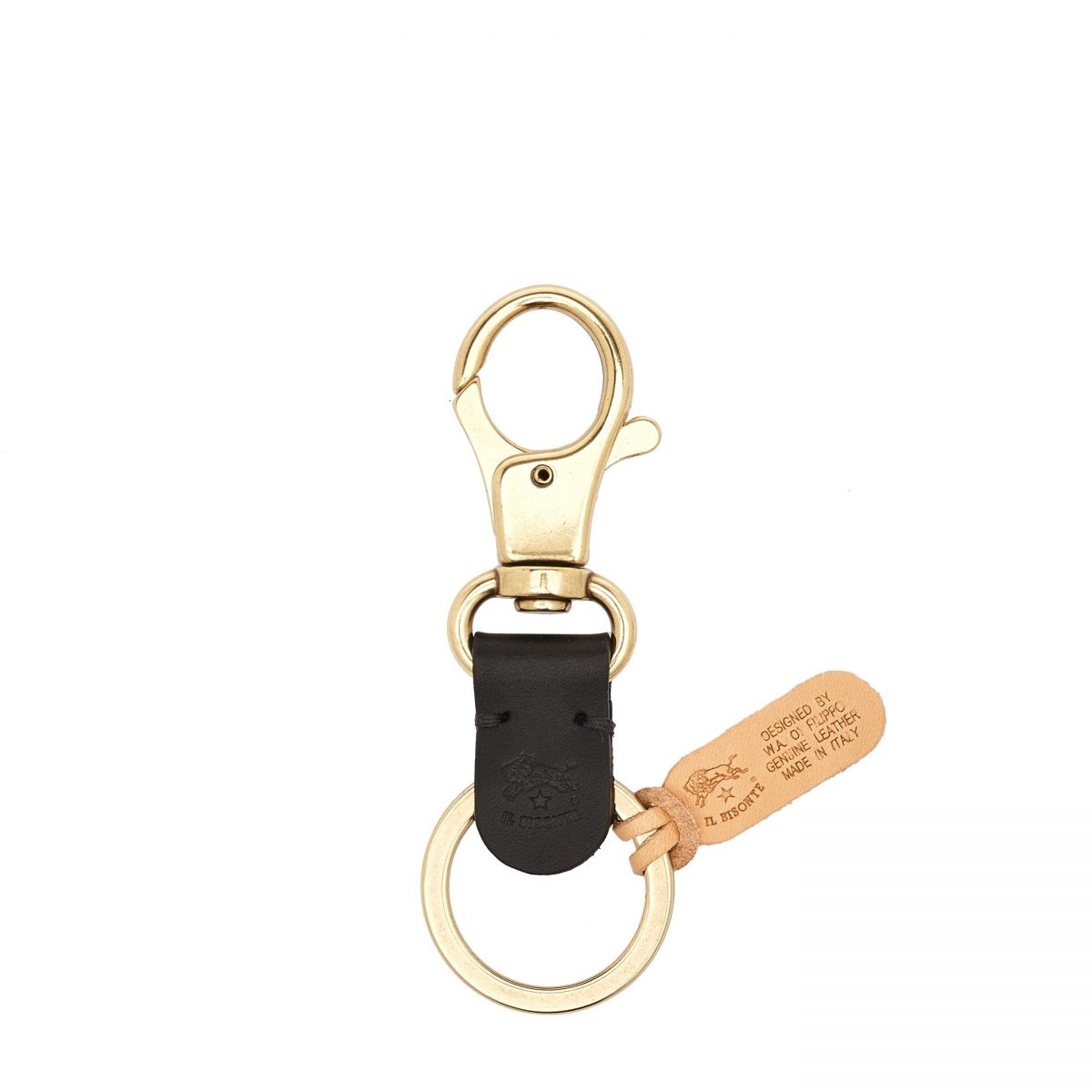 Il Bisonte Black Keychain Leather And Brass Holder – Wittmore