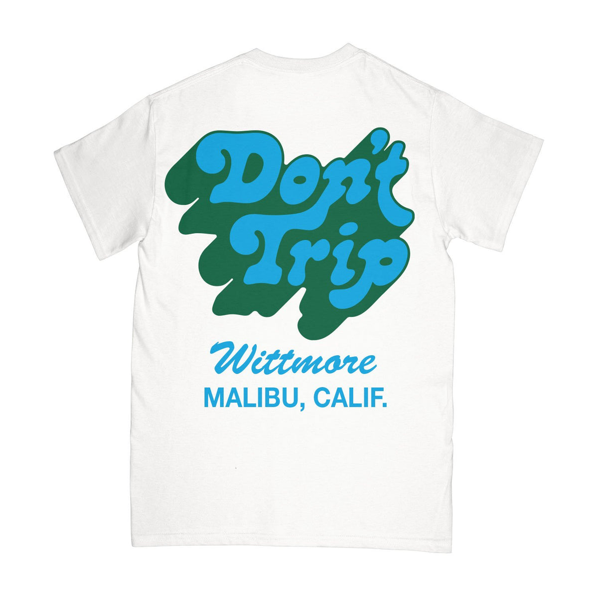 White and Blue Graphic Tee, Malibu Blue T-Shirt